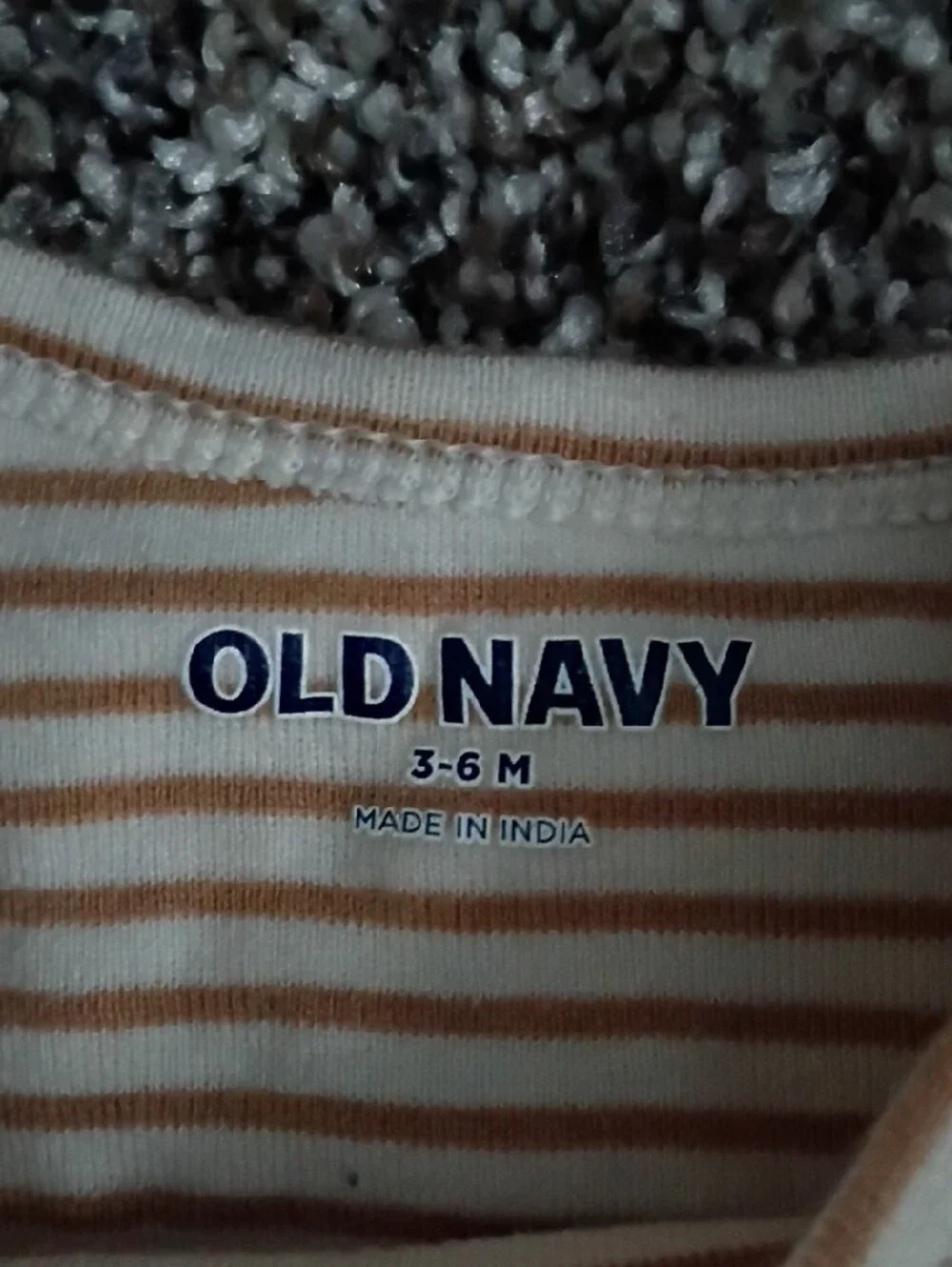 Old Navy Beige & White Striped Short-Sleeve Baby One-Piece